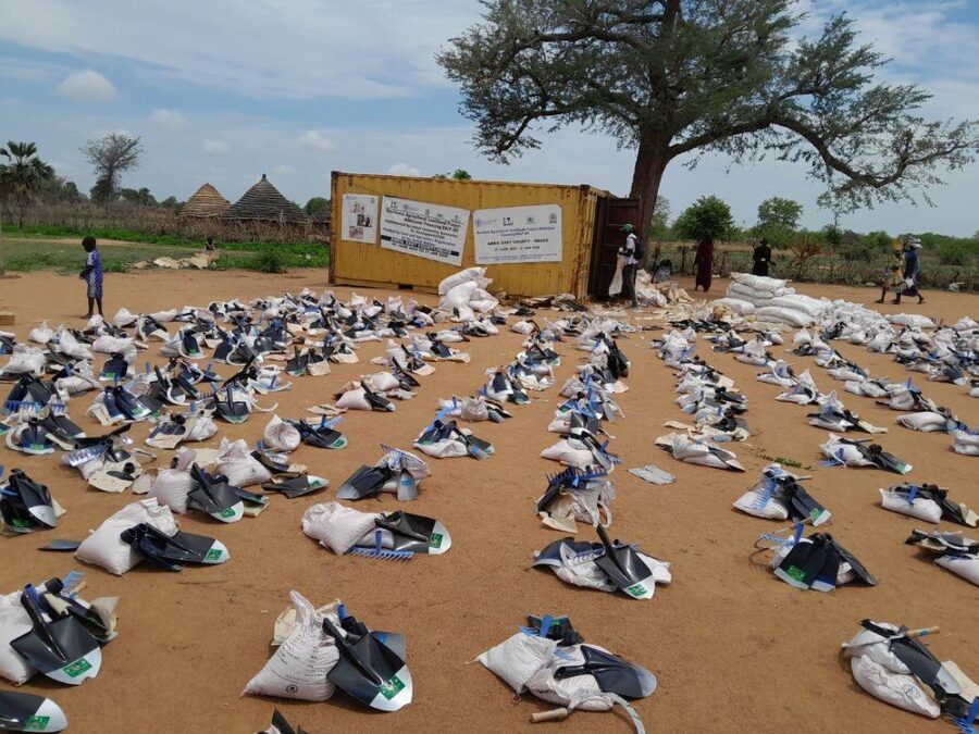 Aid parcels laid out for orderly distribution